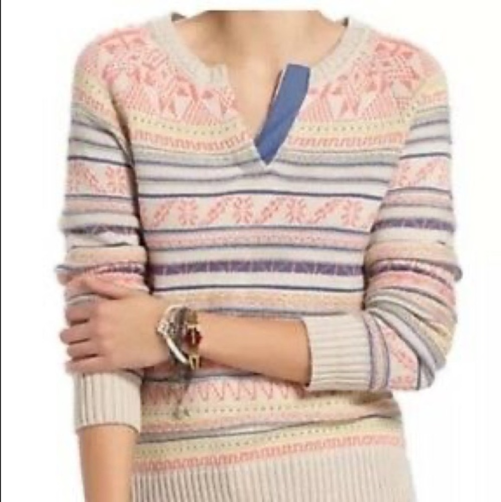 Anthropologie bohemian crew neck winter sweater